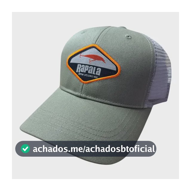 Boné Pesca Rapala Grey Style Trucker 43gogstr - Original Verde Claro Detalhe Logo Laranja Único
