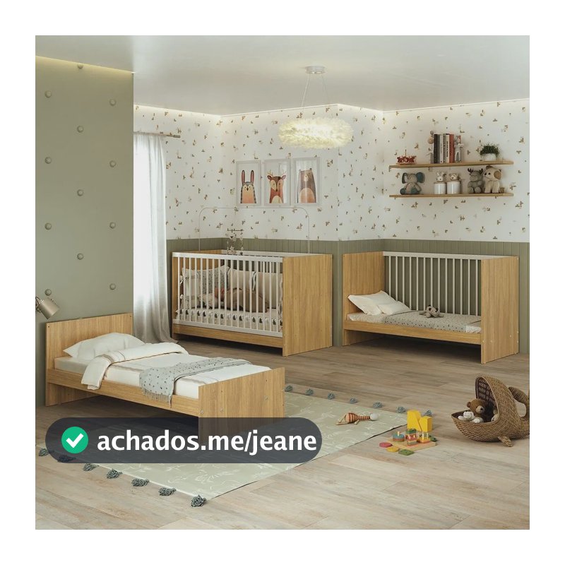 Berço 3 Em 1 Para Colchão 60 X 130 Cm Multimóveis Mp0527g - Madeirado/branco