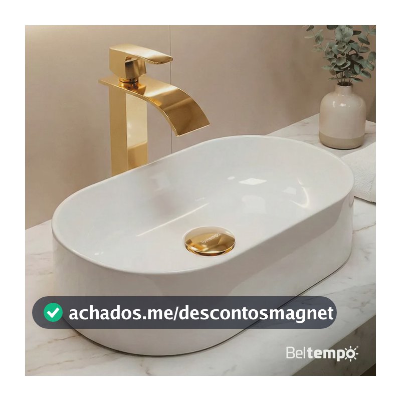 Cuba Pia de Apoio Sobrepor Oval 43x25 Branca Banheiro Lavabo Beltempo BT-2030