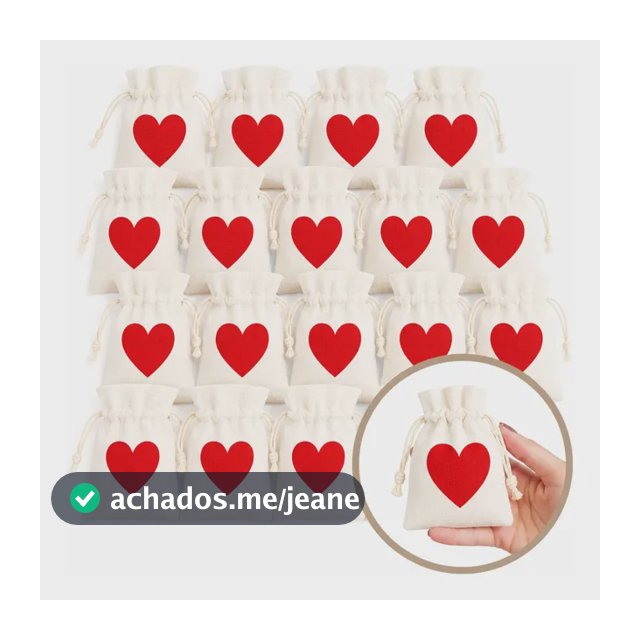 25 Saquinho Lembrancinha Tecido Juta Coração 10x12 Presente