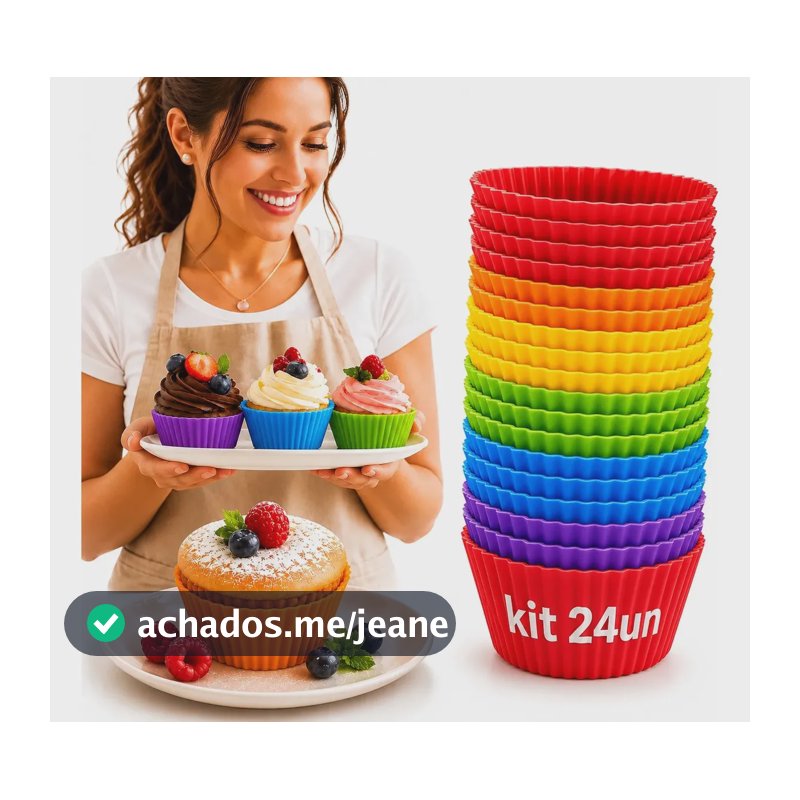 Kit 24 Forminhas de Silicone para Cupcake, Muffin e Bolinho – Ponte Lar Utilidades
