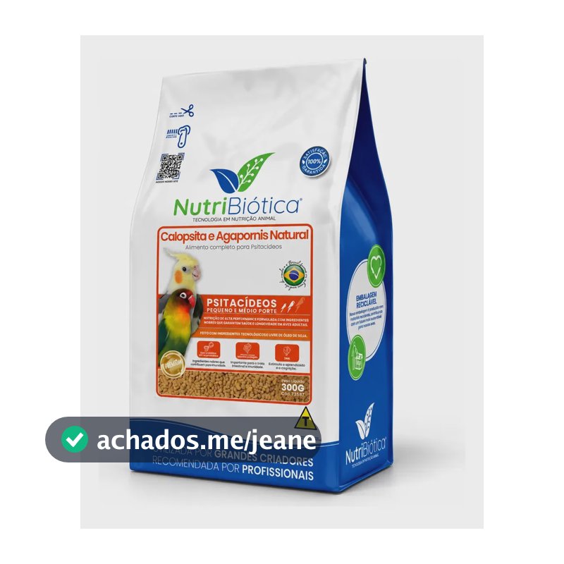 Ração Nutribiótica 300g Calopsita e Agapornis Natural Linha Super Premium
