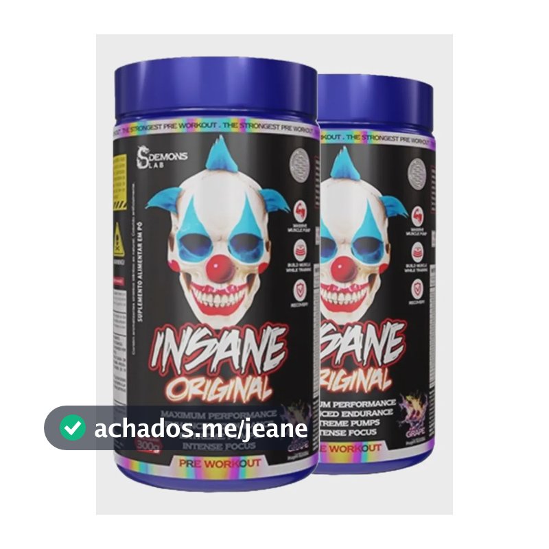 Kit 2x Pre Treino Insane Grape 300g - Demons Lab Sabor Uva