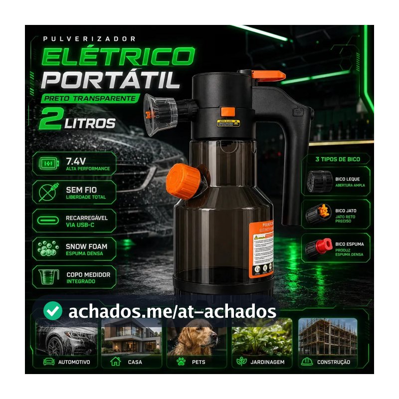 Pulverizador Elétrico Snow Foam Profissional p/ Limpeza Automotiva e Casa