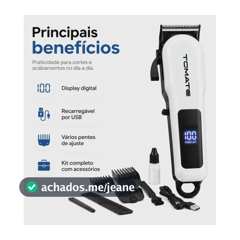 Máquina De Cortar Cabelo E Barba Sem Fio Tomate Mag-1179