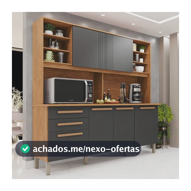 Cozinha Compacta Yescasa Adelle 6 Portas 2 Gavetas com Tampo