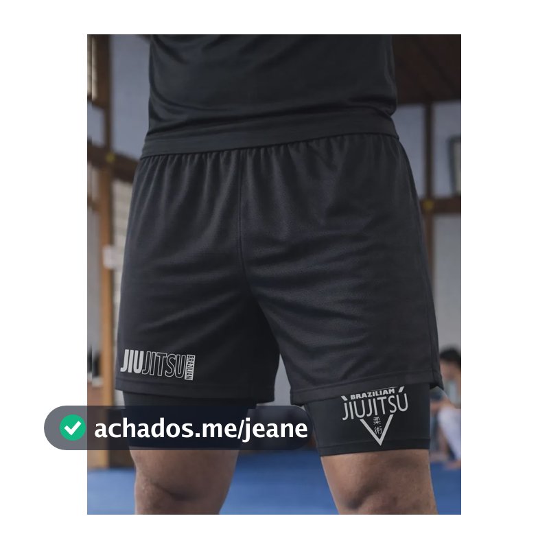 Short Compressao 2 Em 1 Jiu Jitsu Triangulo Brazilian Luta Preto G