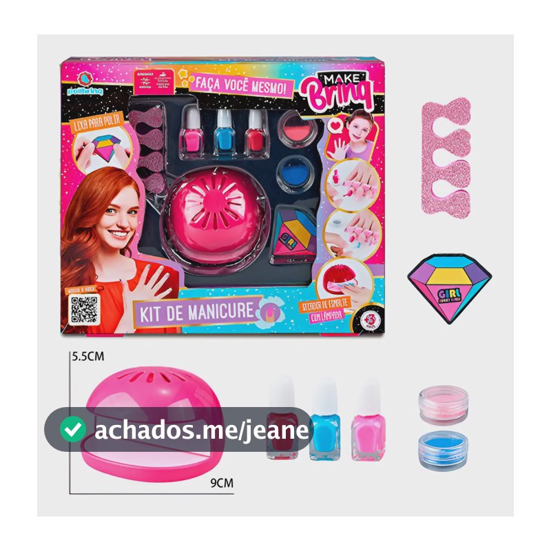 Kit Make Manicure Mini Salão Infantil Mk55 8 Peças Polibrinq