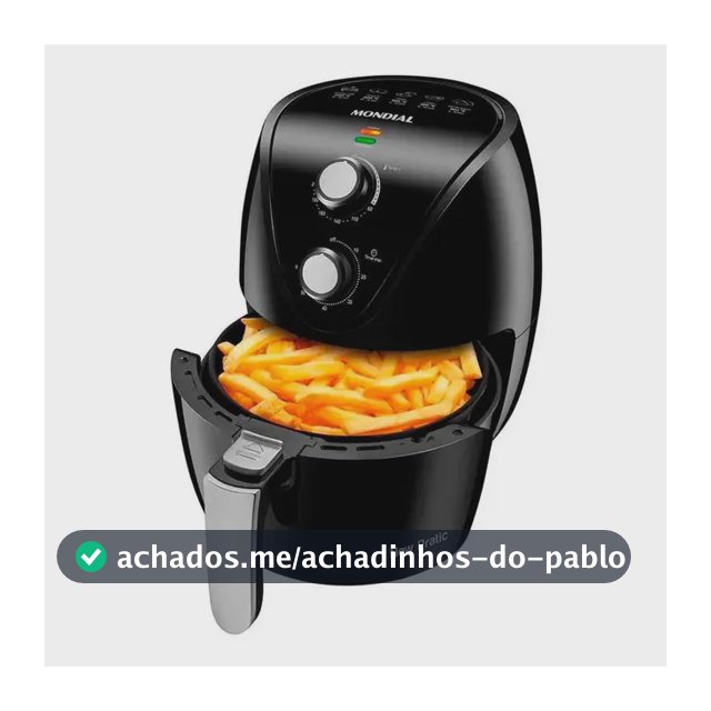 Air Fryer Fritadeira Eletrica Mondial +saude 1500w 3,5l Cor Preto