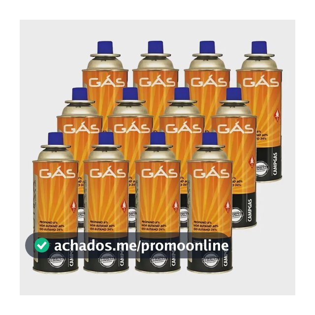 12 Latas Refil Gás Campgás Ntk 227g P/ Fogareiro Maçarico
