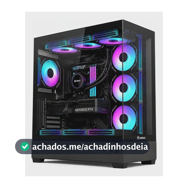 Gabinete Gamer Obsid Frame Preto Vidro Mid Tower S/ Fan Preto