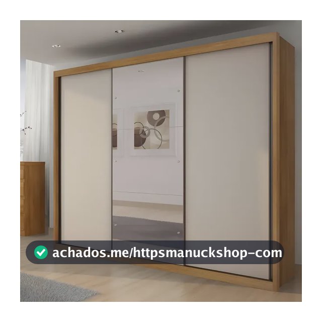 Guarda-Roupa Casal 3 Portas Correr Espelho MDF Fosco Horizonte Vegas