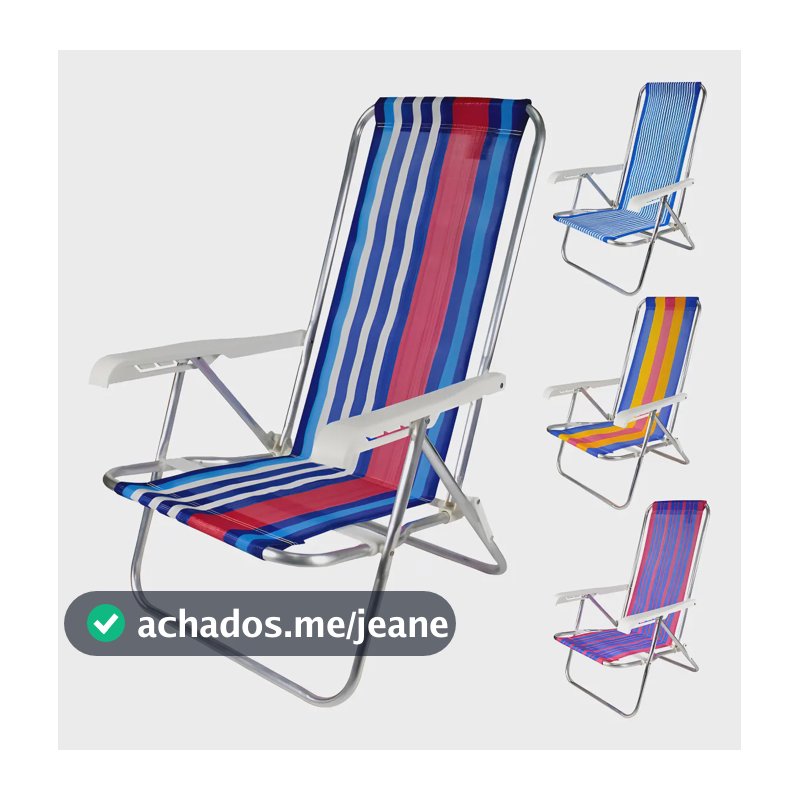 Cadeira De Praia Reclinável 4 Posições Alumínio Mor 100 Kg Cor Cores Variadas