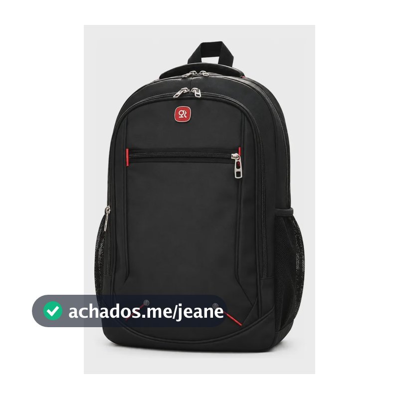 Mochila Trabalho Notebook God Talent Resistente Preta Preto-vermelho Liso
