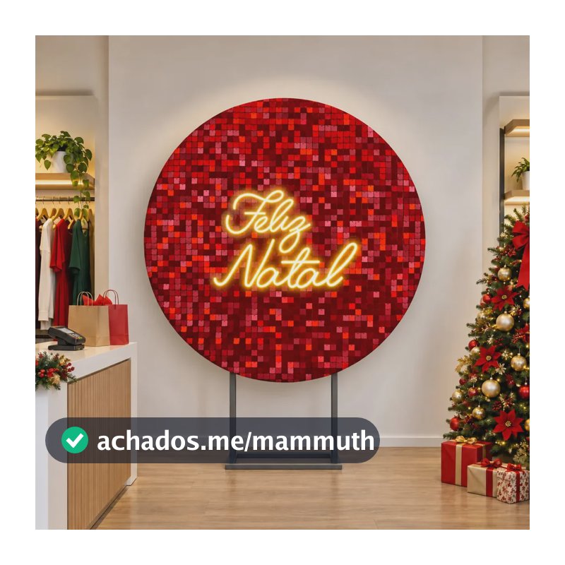 Painel Natal Redondo Decoração Festa Shimmer Wall Vermelho Feliz Natal Decorativo Em Tecido Com Elástico Veste Facil