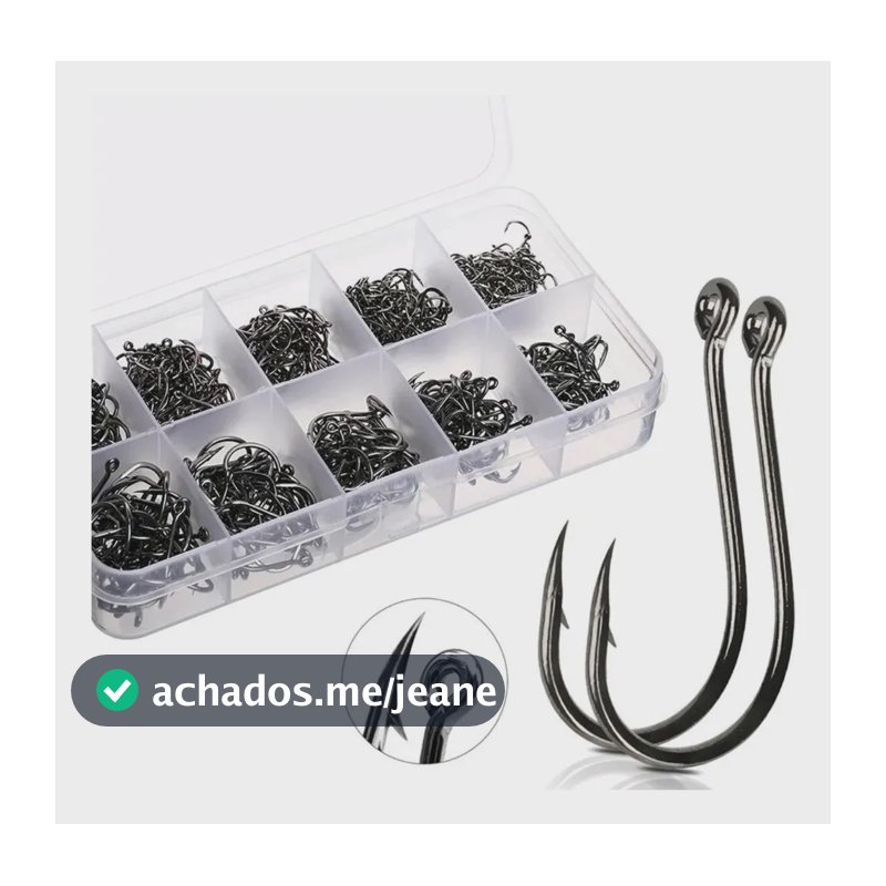 Conjunto De 300 Anzóis De Aço Carbono, Embalados Em Caixa