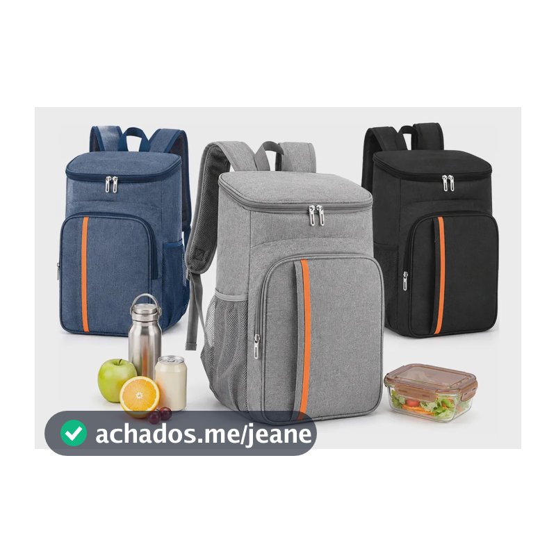 Cooler Térmica  Mochila Grande Impermeável Bebidas Alimentos Termica Cinza