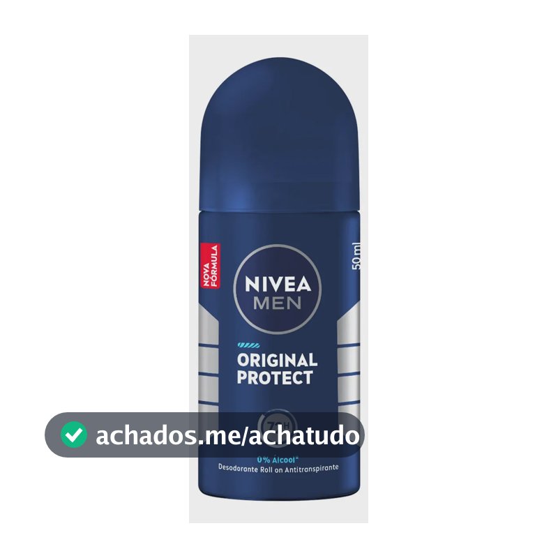 NIVEA MEN Desodorante Antitranspirante Roll-on Original Protect 50ml, Proteção 72h, Frescor Duradouro, Controle do Suor e Odor