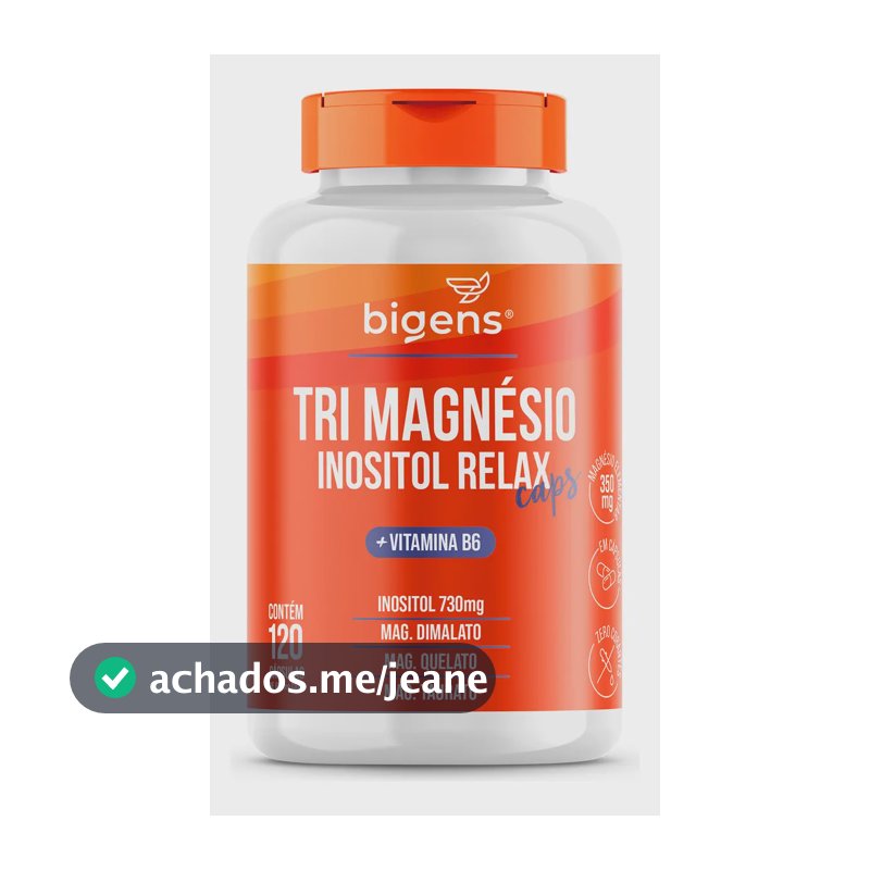 Tri Magnésio Inositol Caps + B6, 120cps, Bigens Sabor Neutro