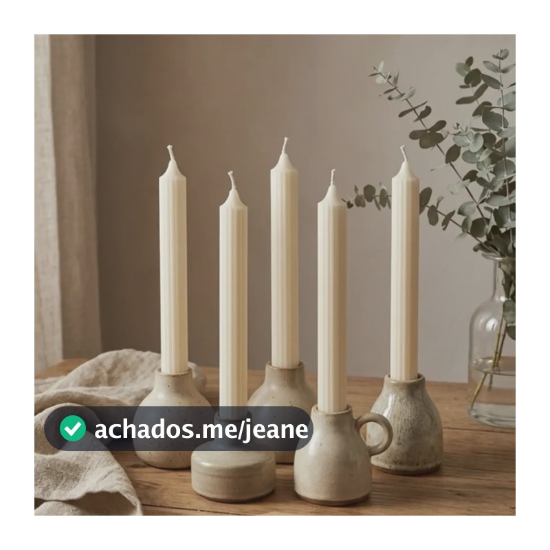 Kit 5 Velas Castiçal Frisada Decorativa Sem Fragrância Off-white Vela Decorativa Frisada Canelada Plissada Sem Fragrância 48 Ml