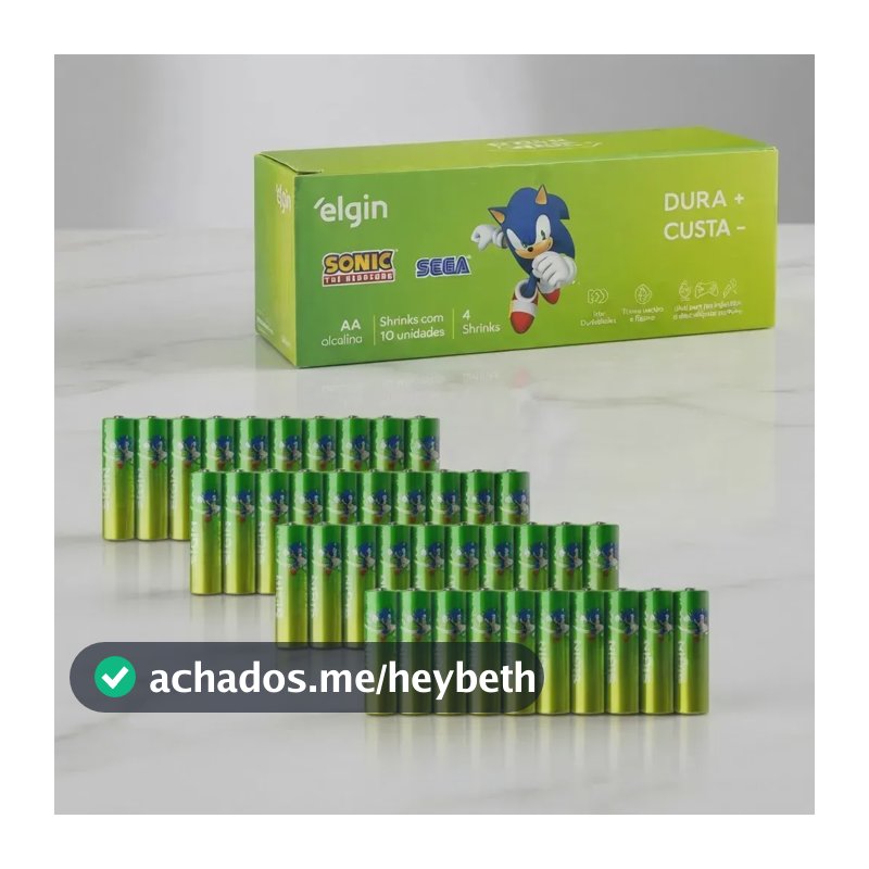 40 Pilhas Baterias AAA Elgin Alcalina 3A Palito 5 Cartelas