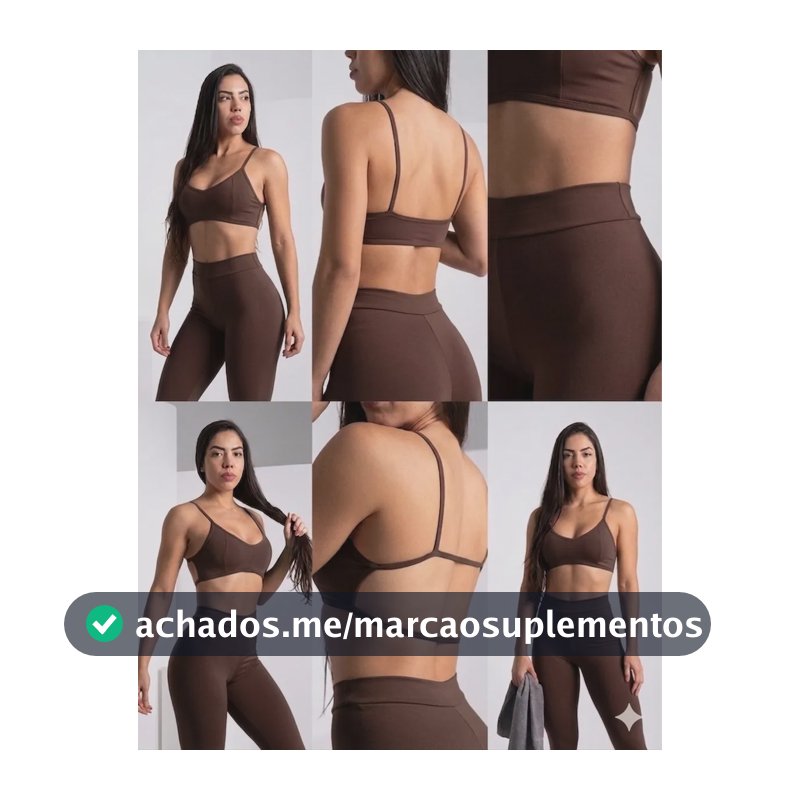 Diasp Conjunto Fitness Poliamida Academia Leg + 2 Tops Coffee Lisa G