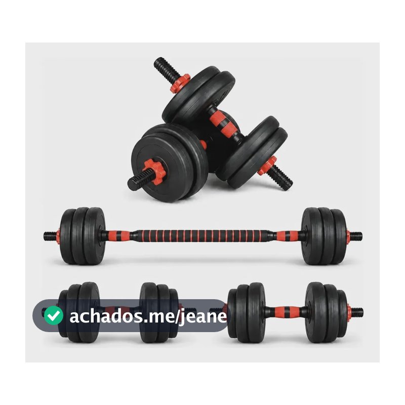 Halter Ajustável Anilha 10kg Musculação Fitness Academia Preto/vermelho