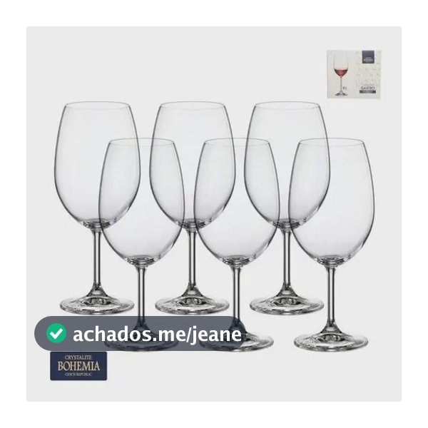 Jogo 6 Taças Cristal Bohemia Vinho Tinto Branco Rose 450ml