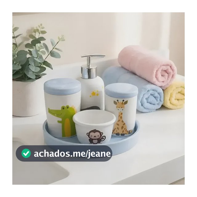 Kit Higiene Quarto Bebê Infantil Banheiro Porcelana Safari