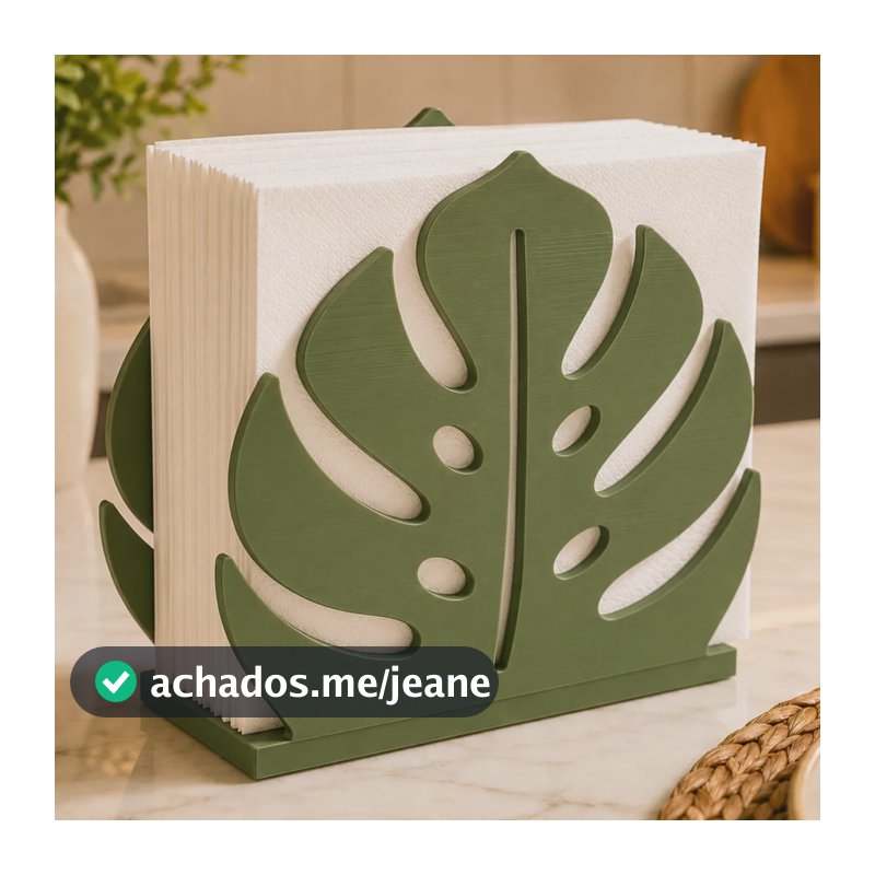 Porta Guardanapo Folha Costela De Adão Decorativo Verde Verde