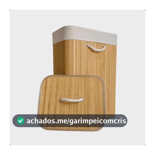Cesto de Roupa Bambu Retangular de 72L com Tampa e Forro de Linho