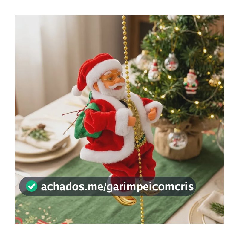 Boneco Papai Noel Corda Sobe E Desce Musical Com Movimento Vermelho