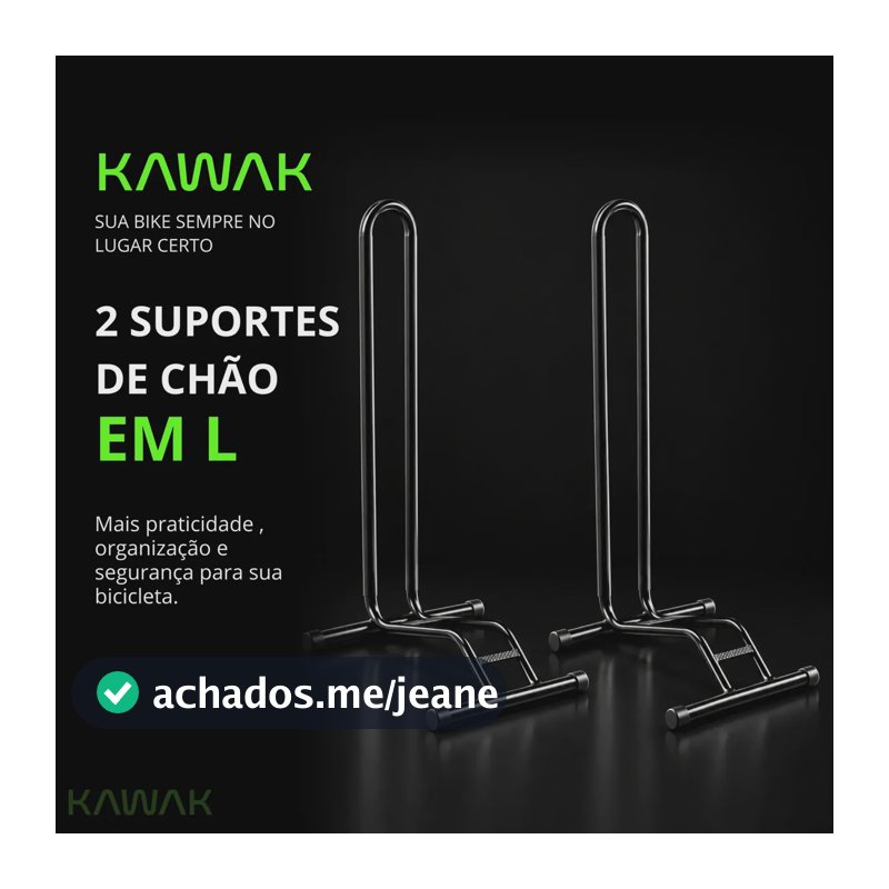 Kit 2 Suportes De Chão L Bike Descanso Bicicletário Kawak Preto