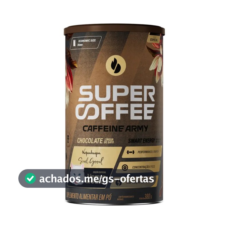 Cafeína Caffeine Army SuperCoffee - Lingua de Gato em pó sabor Chocolate ao leite x 380mL