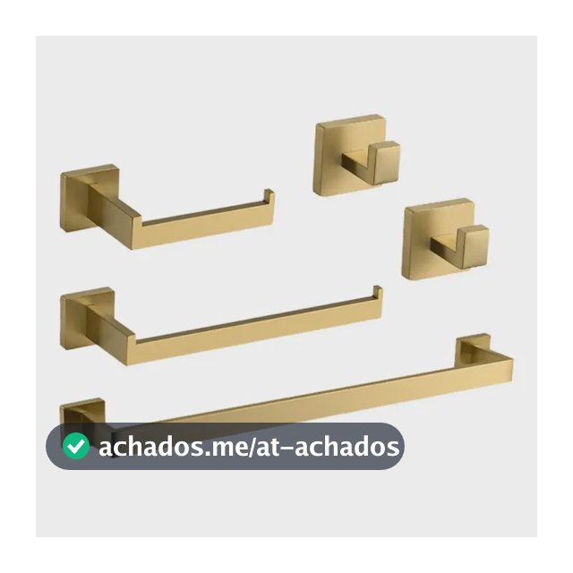 Kit 5 Conjunto Acessorios Suporte Banheiro Lavabo Inox 304 Dourado