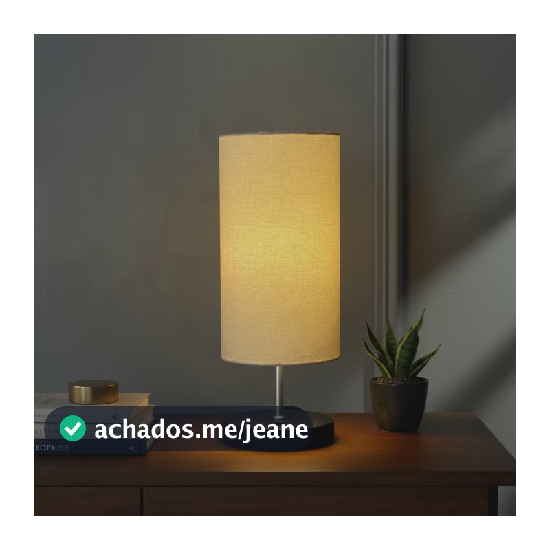 Luminaria De Mesa Redondo Com Cupula Abajur Quarto Sala Preto Bege 127/220v