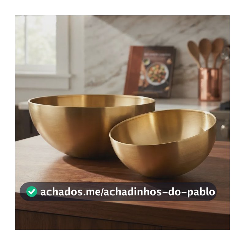 Kit Bowls Inox Dourado Cozinha Tigelas Premium Aço Inox Dourado