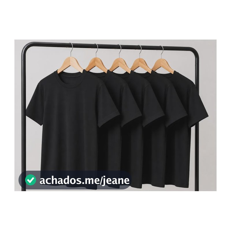 Kit 5 Camisetas Básica Preto Liso 100% Algodão Preto Lisa G Liso