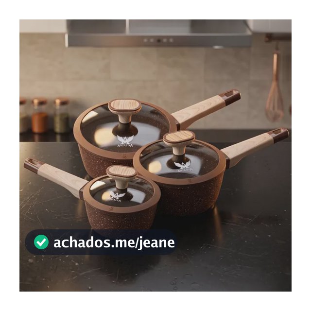 Kit 3 Panelas Cerâmica Antalys Fundo Indução Antiaderente Chocolate