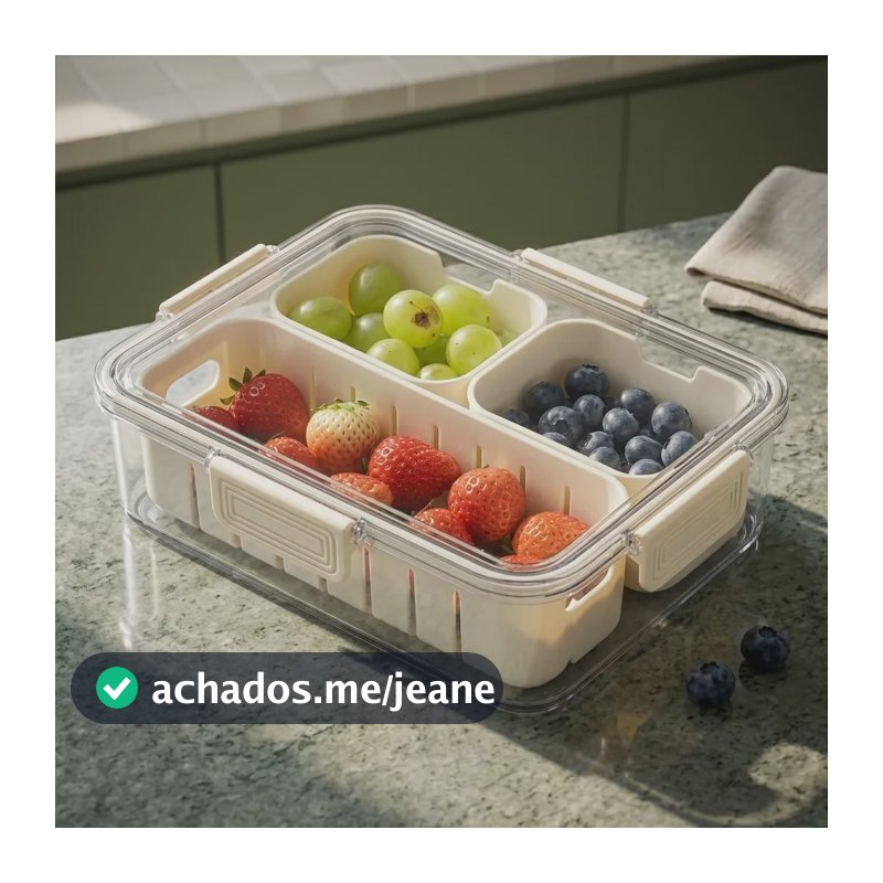 Organizador Geladeira Armário Cozinha Hermético Empilhável Modelo 2 Off White