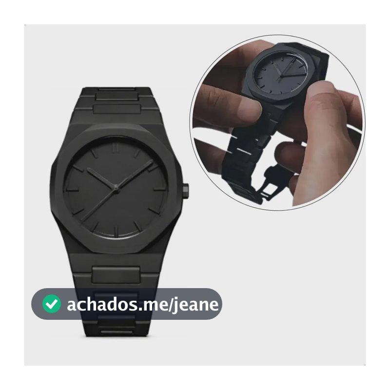 Relogio Masculino Minimalista All Black Chanfrado Preto