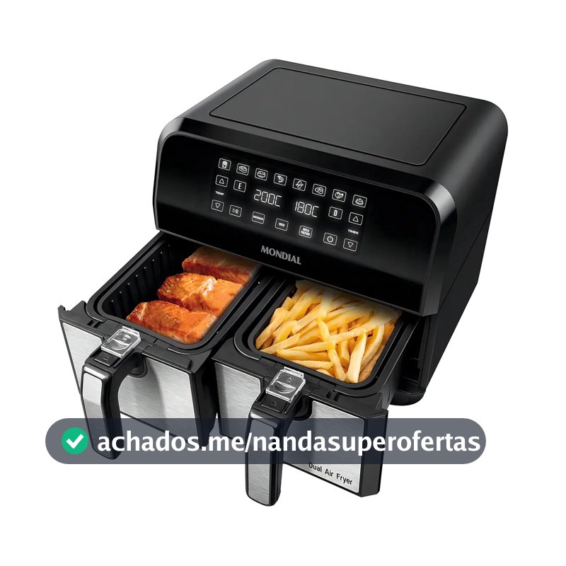 Fritadeira Air Fryer Mondial Dual Cesto 8l Digital Afd-01-bi Cor Preto/inox