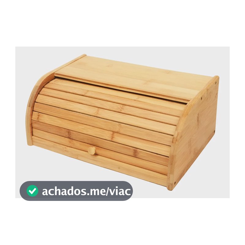 Porta Pão Bambu Com Tampa Retrátil Cor Bege Liso Casa Laura Enxovais