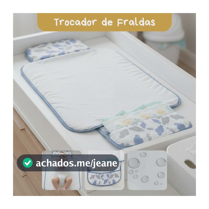 Trocador De Fralda Impermeável Dobrável Lindas Estampas Nuvem Azul