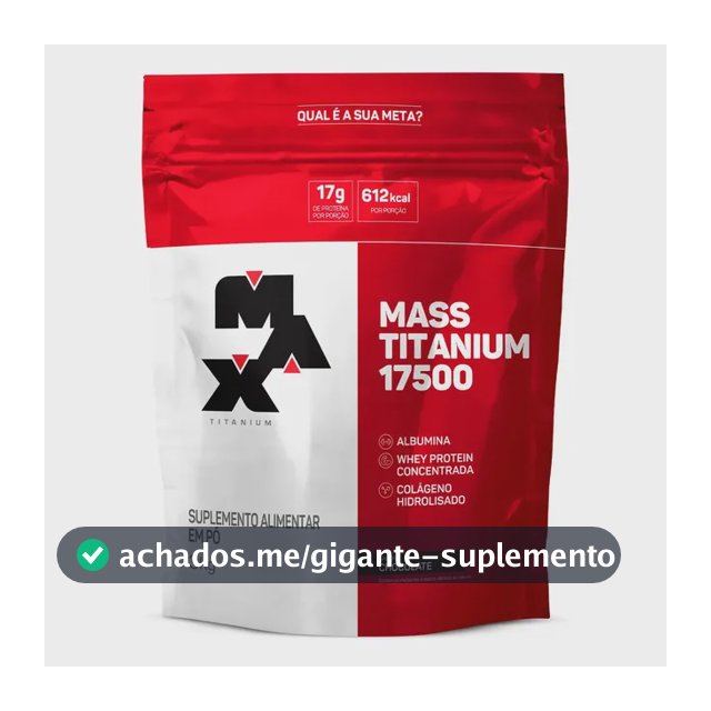 Suplemento em pó Max Titanium Mass Titanium Refil 17500 Carboidratos sabor Chocolate x 3kg