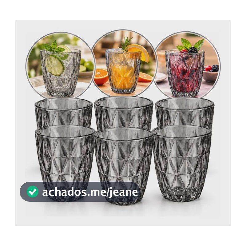 Copo Diamond Vidro Design Elegante Servir Agua Suco Drink Mo Cinza-escuro