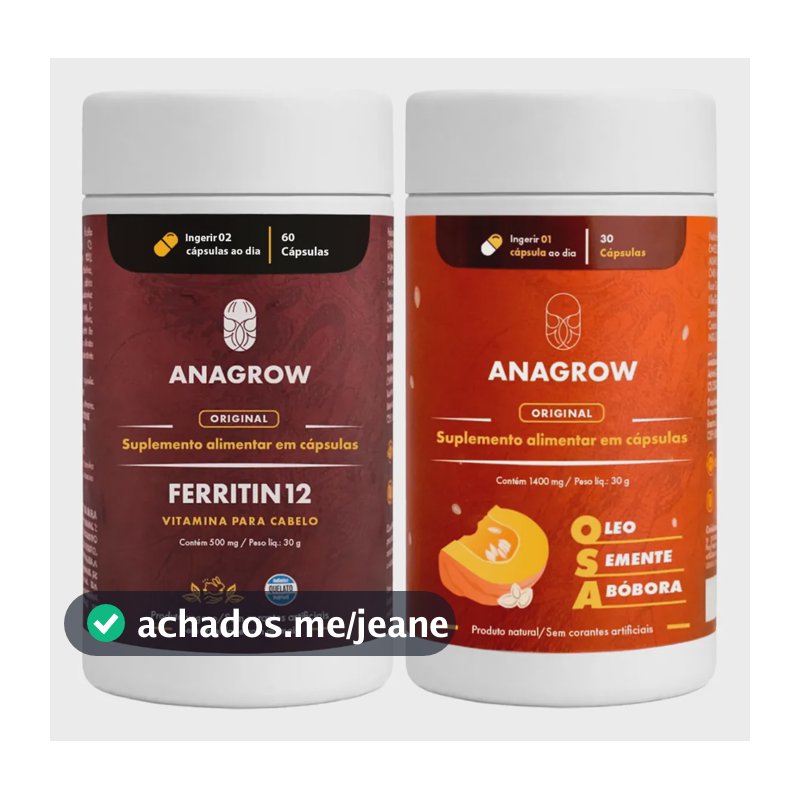 Kit Ferritin12 + Osa Ana Grow Suplemento Vitamina P/ Cabelo Sem Sabor
