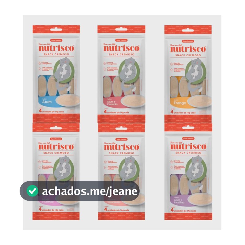 Nutrisco Petisco Úmido Cremoso Para Gatos Kit Com 6 Pacotes