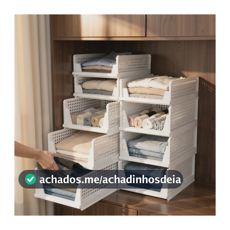 Heemli Organizador Guarda Roupa Dobrável Gaveta Branco Branco-b