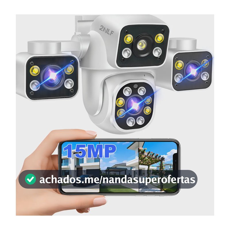 2nlf® 3 Lentes Câmera De Segurança Wi-fi Externa 360° 15mp